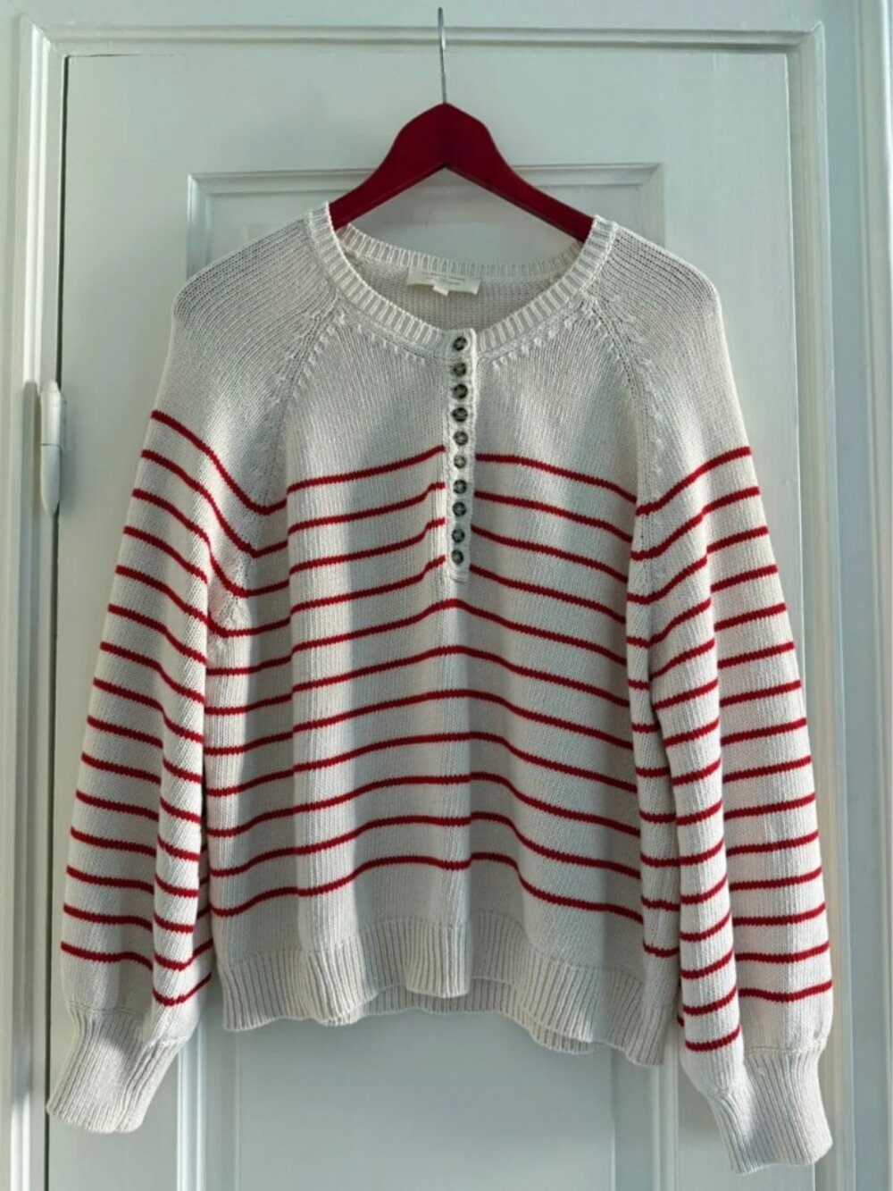 Sezane Leontine Jumper Cream & Red Striped Knit L